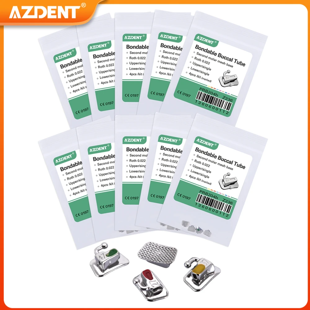 AZDENT 10 Packs Dental Orthodontic Buccal Tube Bondable Non-convertible for 2nd Molar Teeth Roth MBT Edgewise 0.022 0.018
AZDENT 10 Packs Dental Orthodontic Buccal Tube Bondable Non-convertible for 2nd Molar Teeth Roth MBT Edgewise 0.022 0.018