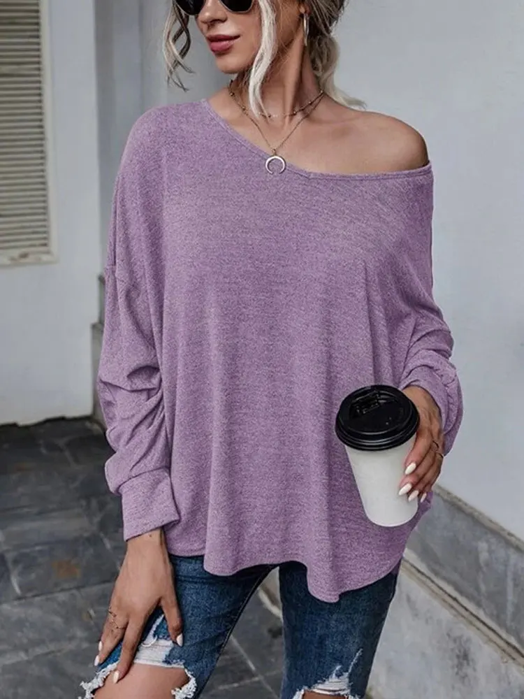 2023 Autumn Off Shoulder Tshirt Women Top Loose Long Sleeve T-shirt Women Winter Backless T Shirt Tee Shirt Femme
2023 Autumn Off Shoulder Tshirt Women Top Loose Long Sleeve T-shirt Women Winter Backless T Shirt Tee Shirt Femme
