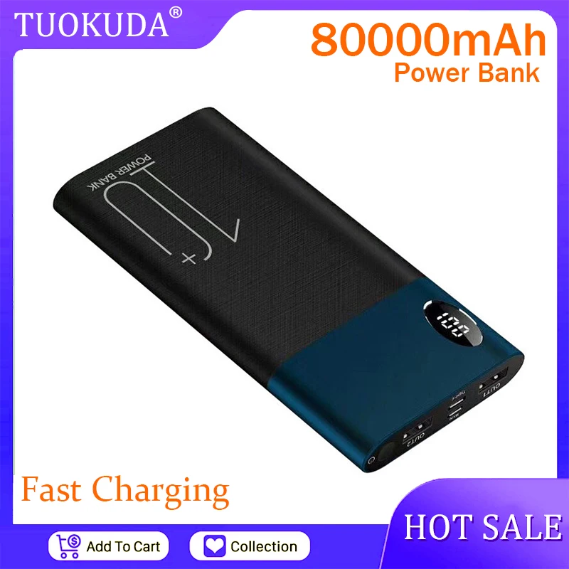 Power Bank 80000mAh Portable Charger External Battery Fast Charging Digital Display 2USB for Xiaomi IPhone Samsung
Power Bank 80000mAh Portable Charger External Battery Fast Charging Digital Display 2USB for Xiaomi IPhone Samsung