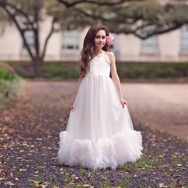 New Arrival White First Communion Kids Dress Boho Flower Girl Dress Pleats Tulle Halter Children Party Gowns
New Arrival White First Communion Kids Dress Boho Flower Girl Dress Pleats Tulle Halter Children Party Gowns