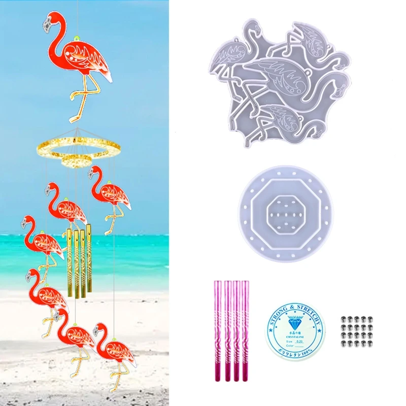 R3MC 1 Set Flamingo Wind Chime Pendant Drop Glue Mold Diy Keychain Coaster Flamingo Wall Hanging Decorative Silicone Mold
R3MC 1 Set Flamingo Wind Chime Pendant Drop Glue Mold Diy Keychain Coaster Flamingo Wall Hanging Decorative Silicone Mold