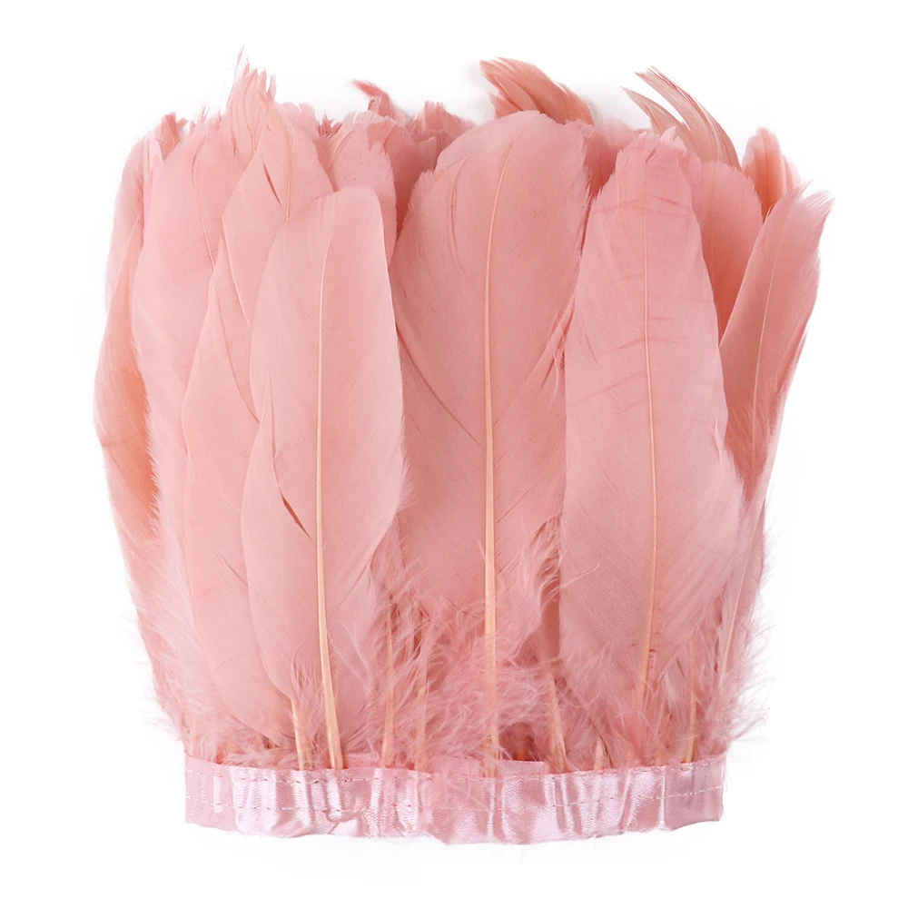 

1 ярд, отделка из розовых гусиных перьев, 15-20 см, для украшения свадебной одежды, для платья, швейных поделок, аксессуары, перо, лента с бахромо...
