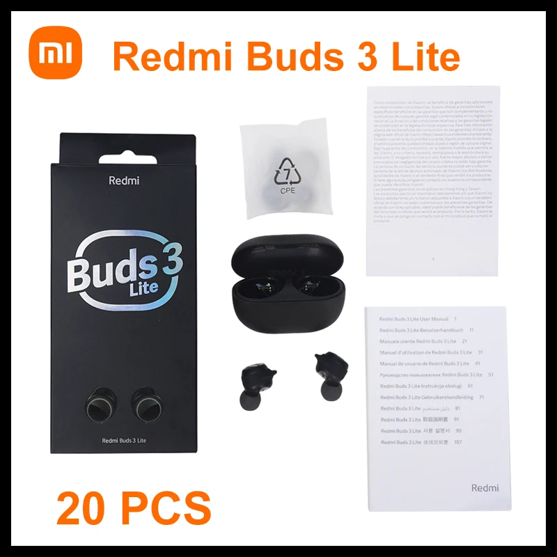 20Pcs Xiaomi Global Redmi Buds 3 Lite Version TWS Bluetooth Earphones True Wireless Headphones Charging Case Earbuds
20Pcs Xiaomi Global Redmi Buds 3 Lite Version TWS Bluetooth Earphones True Wireless Headphones Charging Case Earbuds