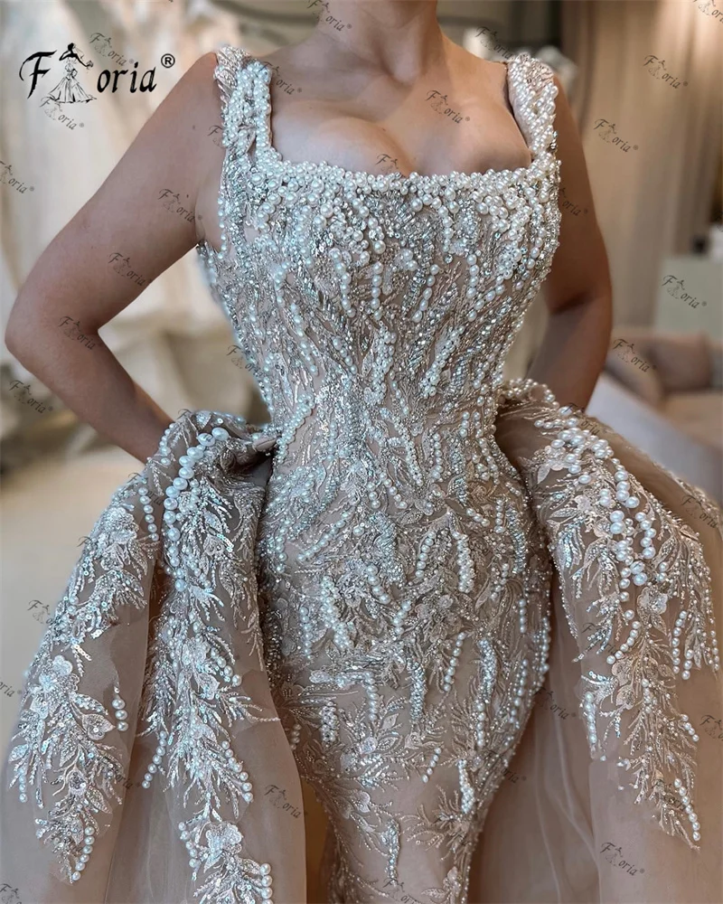 Vestidos De Noche Beaded Pearl Evening Dress with Detachable Tail Mermaid Wedding Party Gown Lace Dubai Woman Special Event
Vestidos De Noche Beaded Pearl Evening Dress with Detachable Tail Mermaid Wedding Party Gown Lace Dubai Woman Special Event