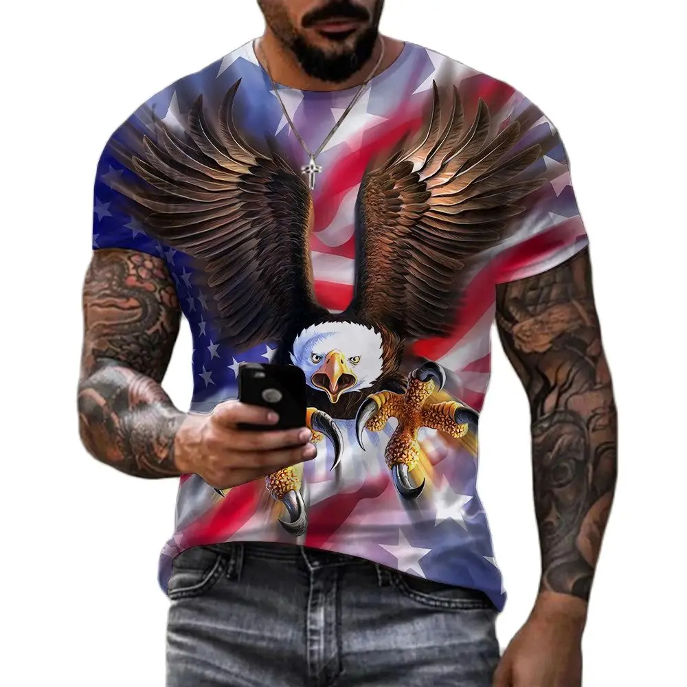 T-shirt manches courtes col rond homme, ample et surdimensionné, estival et humoristique, avec image d'aigle en 3D
T-shirt manches courtes col rond homme, ample et surdimensionné, estival et humoristique, avec image d'aigle en 3D
