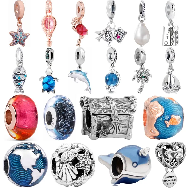 Летняя коллекция 2021, дельфин морской черепахи, искусственная рыба, пальма, бусины, серебряный шарм, подходит для браслета Pandora, ювелирные изделия 
Летняя коллекция 2021, дельфин морской черепахи, искусственная рыба, пальма, бусины, серебряный шарм, подходит для браслета Pandora, ювелирные изделия