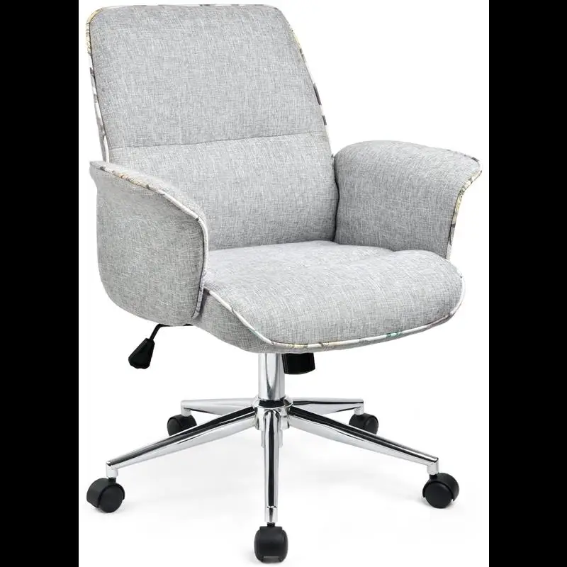 

Офисные стулья, настольное кресло, кресло для дома и офиса, кресло-качалка, регулируемое, со средней спинкой, поворотное, серое