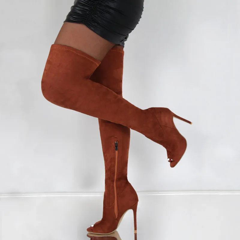 Women's Suede Leather Over The Knee Thigh High Boots Peep Toe Thin Heel Elastic Long Botas Sexy Winter Ladies High Heel Shoes
Women's Suede Leather Over The Knee Thigh High Boots Peep Toe Thin Heel Elastic Long Botas Sexy Winter Ladies High Heel Shoes