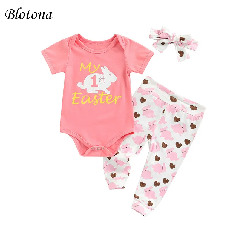 Blotona Baby Girls Tops and Trousers Set Easter Rabbit Print Short Sleeve Romper and Long Pants with Headband ,0-24Months
Blotona Baby Girls Tops and Trousers Set Easter Rabbit Print Short Sleeve Romper and Long Pants with Headband ,0-24Months