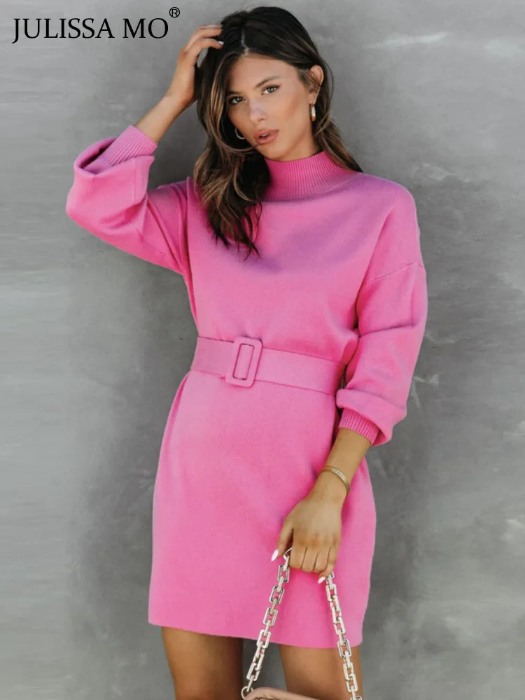 JULISSA MO 2022 Winter Turtleneck Sweater Dress For Women Clothes Casual Full Sleeve With Belt Loose Knitted Dresses Knitwear
JULISSA MO 2022 Winter Turtleneck Sweater Dress For Women Clothes Casual Full Sleeve With Belt Loose Knitted Dresses Knitwear