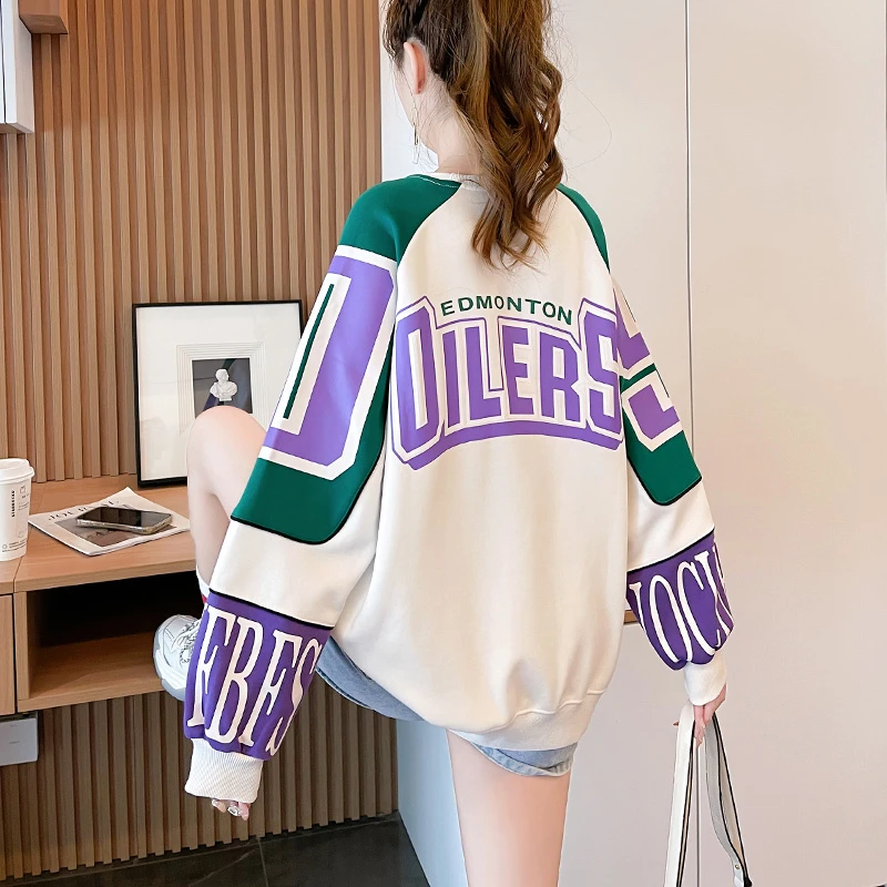 American Street Oversized Ladies Sweatshirt Fashion Contrast Color Patchwork Long Sleeve Pullover Women Autumn Winter Warm Hoody
American Street Oversized Ladies Sweatshirt Fashion Contrast Color Patchwork Long Sleeve Pullover Women Autumn Winter Warm Hoody