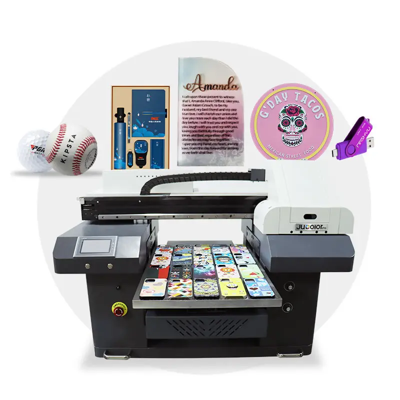 Jucolor Factory High Speed A2 UV Printing Machine With 3 Heads For Glass Bottle Mug Phone Case Flatbed UV Printer
Jucolor Factory High Speed A2 UV Printing Machine With 3 Heads For Glass Bottle Mug Phone Case Flatbed UV Printer