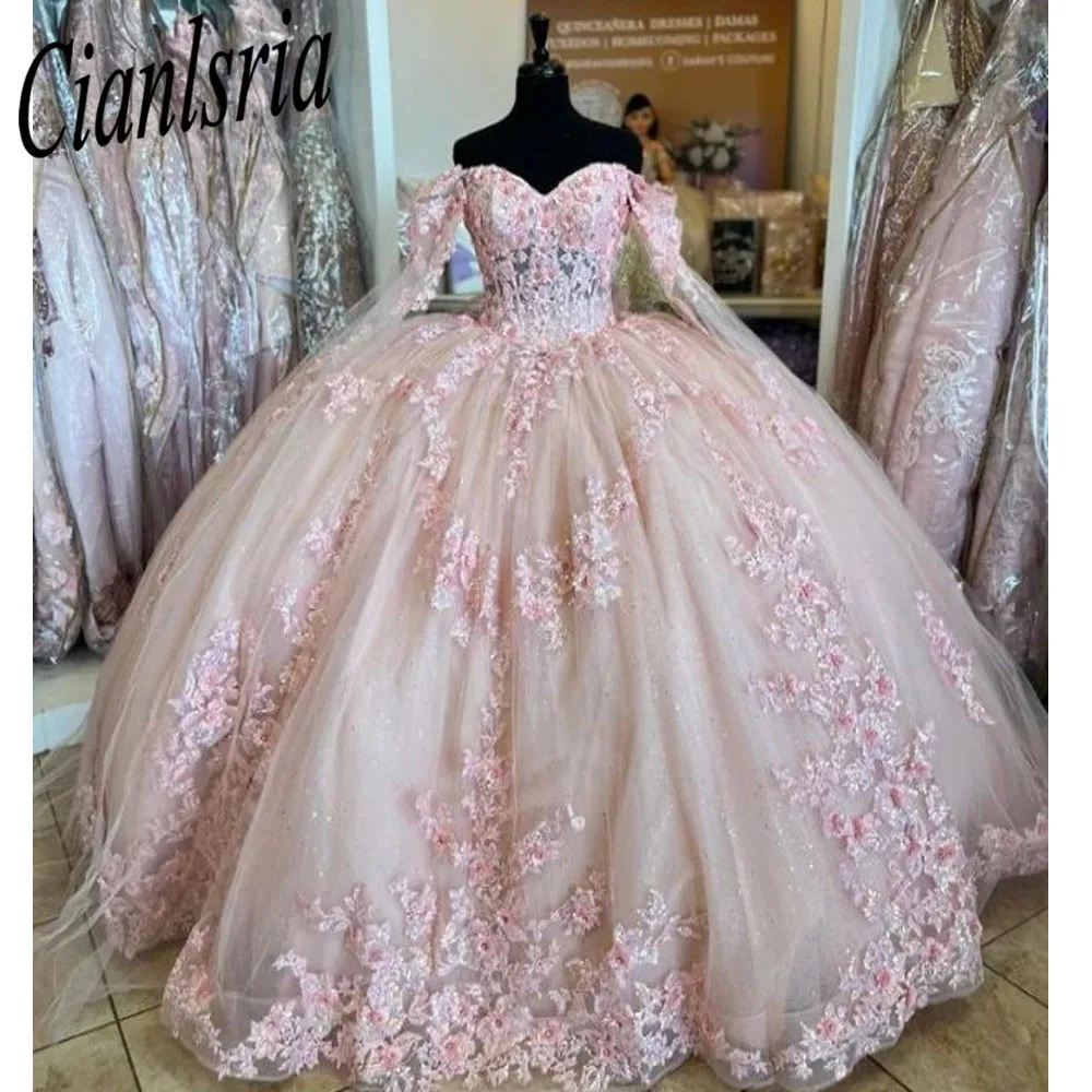 Pink Quinceanera Dress 2023 Off Shoulder Flowers Lace Appliques Beads Puffy Party Princess Sweet 16 Gown Vestidos De 15 Años
Pink Quinceanera Dress 2023 Off Shoulder Flowers Lace Appliques Beads Puffy Party Princess Sweet 16 Gown Vestidos De 15 Años