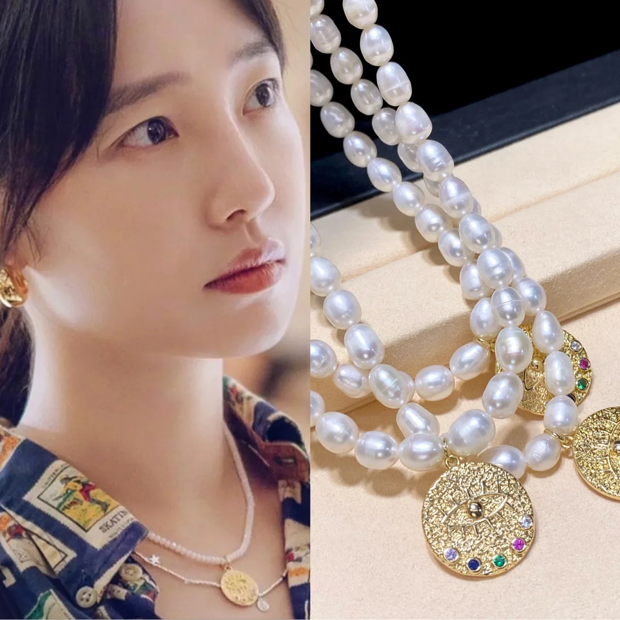 Fashion Women's 7-8mm Freshwater Pearl Collar Chain Light Luxury Temperament Advanced Sense Coin Pendant Necklace 18"
Fashion Women's 7-8mm Freshwater Pearl Collar Chain Light Luxury Temperament Advanced Sense Coin Pendant Necklace 18"