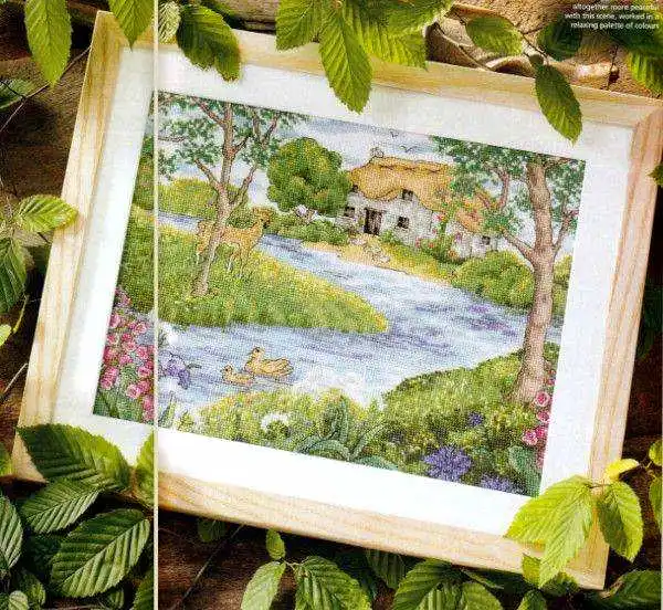 

Top Quality Lovely Hot Sell Counted Cross Stitch Kit Old World Holiday Riverside Cabin Scenery 46-35