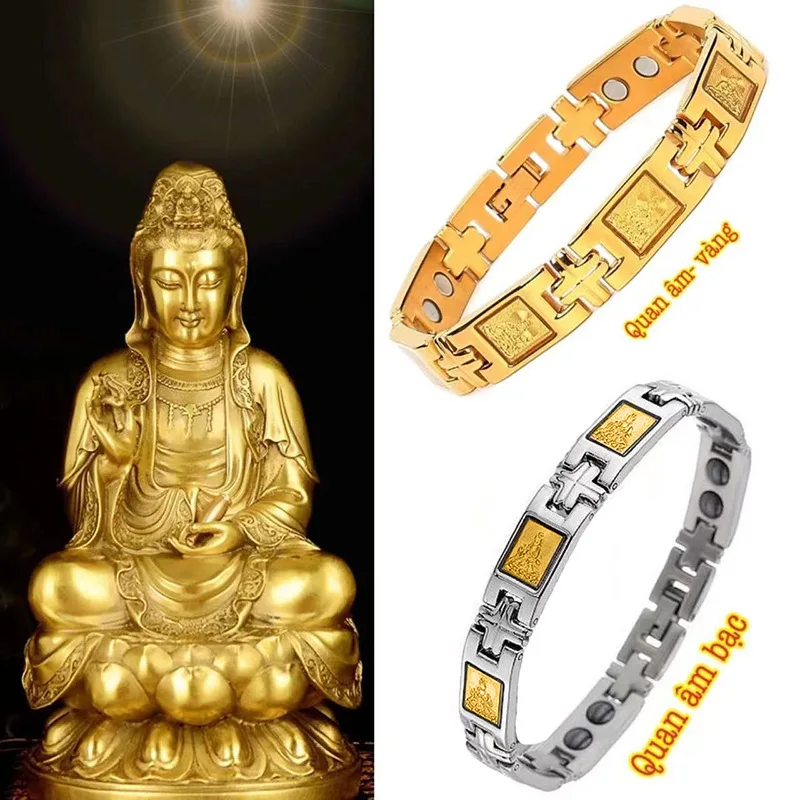 

Magnetic Therapy Anti Fatigue Weight Loss Slimming Detachable Bracelets Bangle Inlaid Gold Foil Paper Buddhist disciple Bracelet
