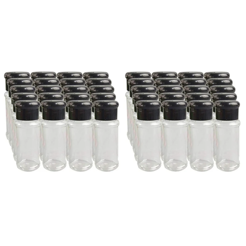 

40Pcs/Set 100Ml Spice Salt Pepper Shakers Black Seasoning Jar Can Pepper Bottle Barbecue Condiment Kitchen Gadget Tool