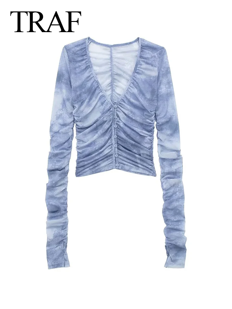 TRAF 2023 Female Crop Top V Neck Summer Retro Y2K Thin Sheer Women Long Sleeve Ruched Skinny Blouse Buttons Tulle Skinny
TRAF 2023 Female Crop Top V Neck Summer Retro Y2K Thin Sheer Women Long Sleeve Ruched Skinny Blouse Buttons Tulle Skinny