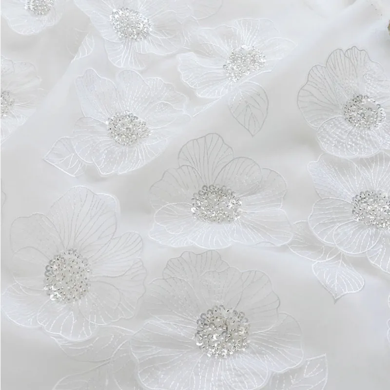 High Hensity Organza Three-dimensional Flower Pearl Embroidered Fabric For Wedding And Evening Dress Designer Fabric
High Hensity Organza Three-dimensional Flower Pearl Embroidered Fabric For Wedding And Evening Dress Designer Fabric