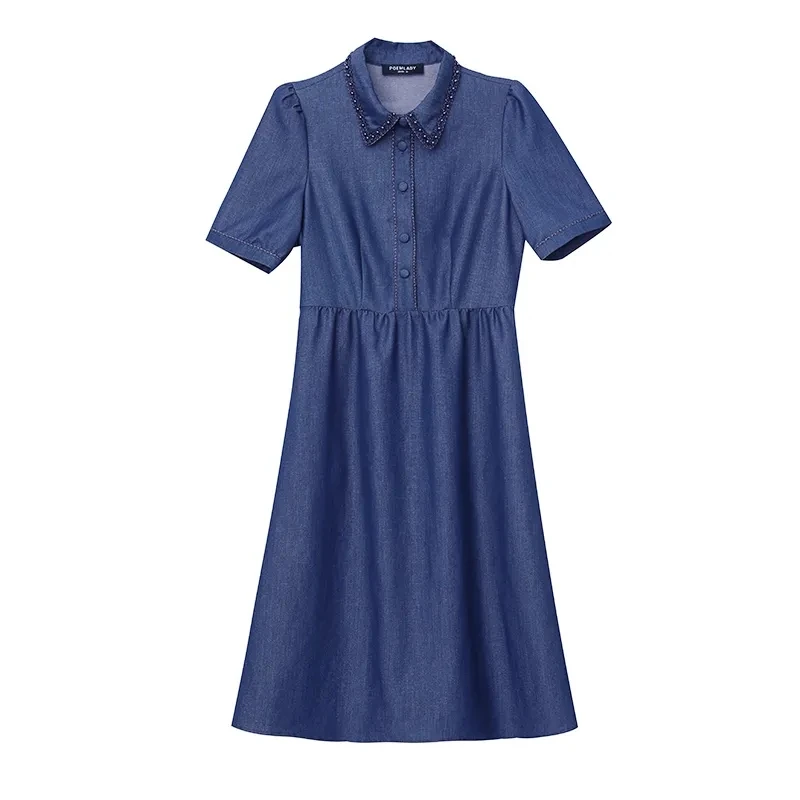 2021 Summer Ladies Dress Vestidos V-neck Printed Blue Denim Dress Female Thin Elastic Waist Loose Casual Cowboy Denim Dresses A8
2021 Summer Ladies Dress Vestidos V-neck Printed Blue Denim Dress Female Thin Elastic Waist Loose Casual Cowboy Denim Dresses A8