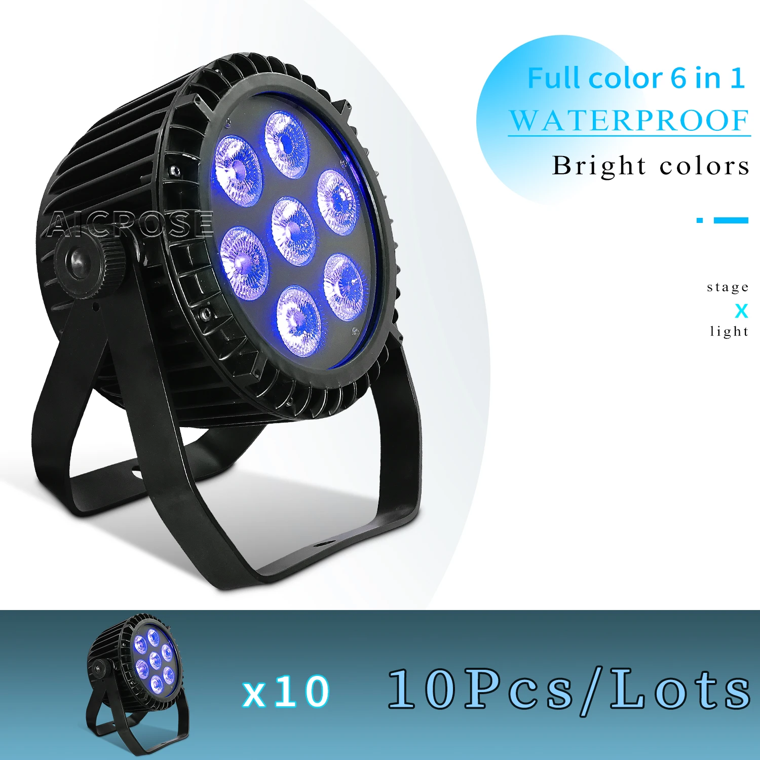 

10Pcs/Lots 7x12W RGBW/7x18W Outdoor Waterproof Stage Light RGBWA+UV 6 in 1 LED Par Light DMX Control DJ Disco Stage Lighting