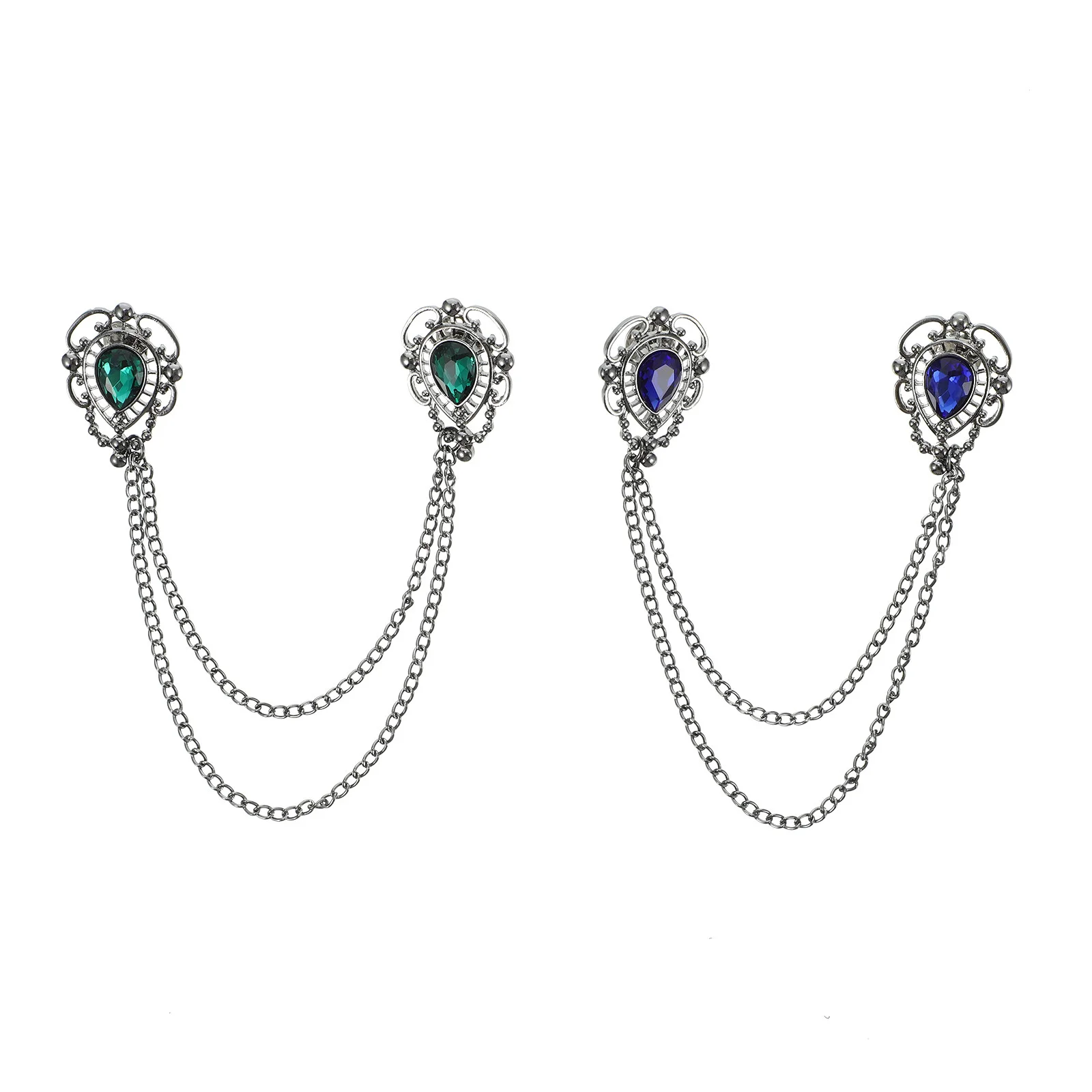 2 Pcs Men's Jewelry Sweater Chain Pin Clips Creative Crystal Collar Clothing Scarf Buckles Brooches Man
2 Pcs Men's Jewelry Sweater Chain Pin Clips Creative Crystal Collar Clothing Scarf Buckles Brooches Man