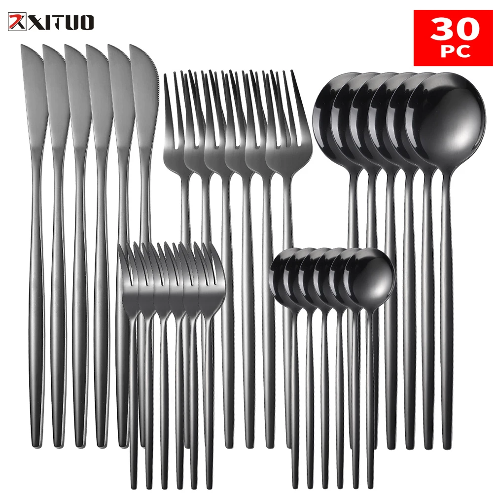 XITUO 30pcs Gold Dinnerware Set Stainless Steel Steak Knife Fork Coffee Spoon Teaspoon Home Cutlery Set Dishwasher Safe
XITUO 30pcs Gold Dinnerware Set Stainless Steel Steak Knife Fork Coffee Spoon Teaspoon Home Cutlery Set Dishwasher Safe