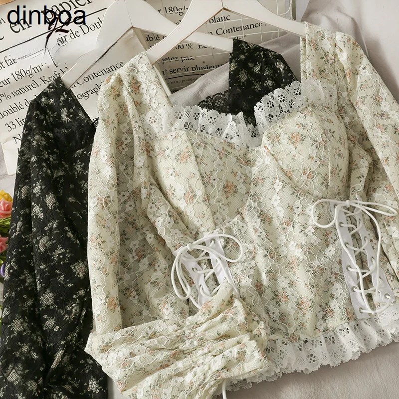 Women Patchwork Mesh Flower Shirts Square Top Collar Long Sleeve High Waist French Lace Up Autumn Female Casual Fashion Blouse
Women Patchwork Mesh Flower Shirts Square Top Collar Long Sleeve High Waist French Lace Up Autumn Female Casual Fashion Blouse