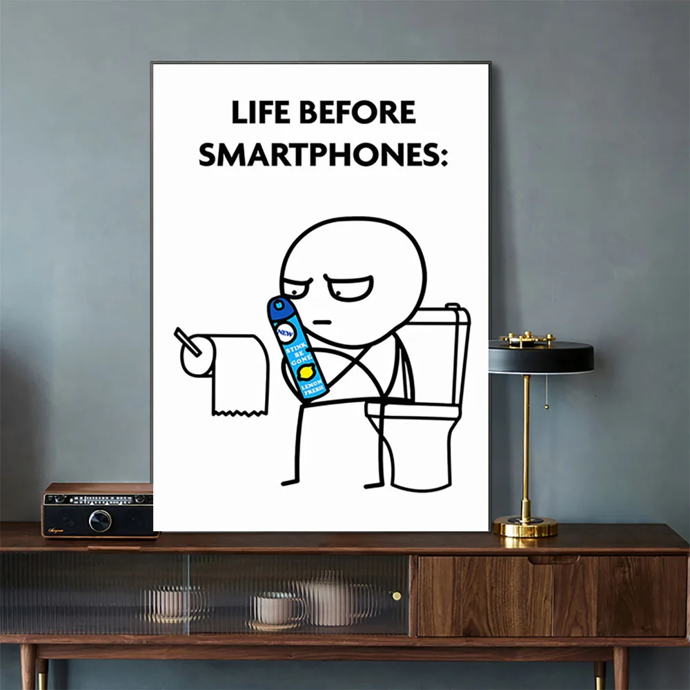 Funny Toilet Poster Life Before Smartphones Canvas Painting Wall Art Picture For Living Room Stick Figure Room Decoration 
Funny Toilet Poster Life Before Smartphones Canvas Painting Wall Art Picture For Living Room Stick Figure Room Decoration