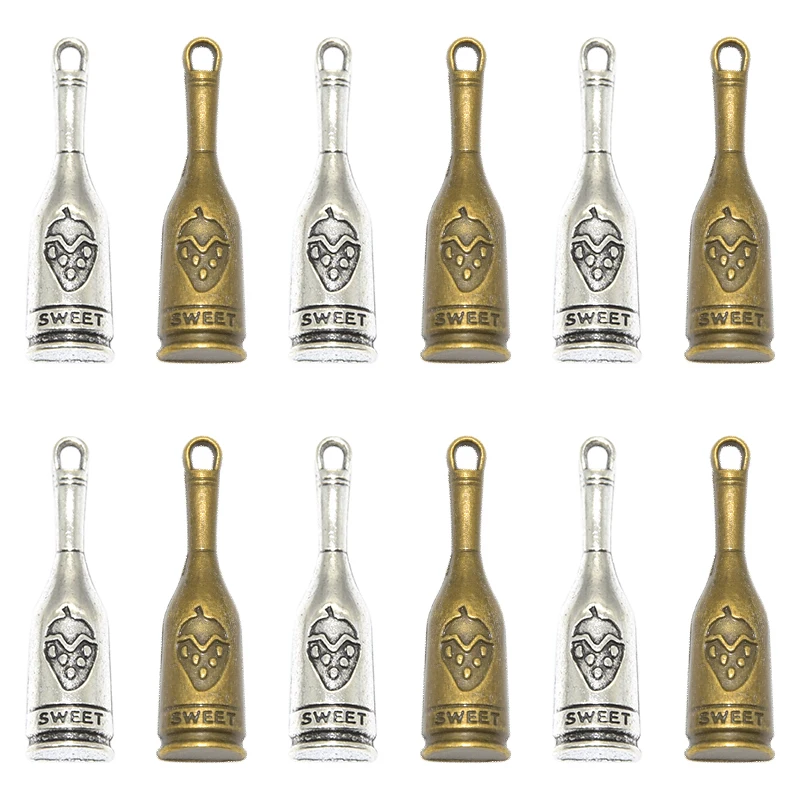 Wholesale 10pcs Two Color Champagne Wine Bottle Charms Alloy Metal Pendants For DIY Necklace Bracelet Jewelry Making Findings
Wholesale 10pcs Two Color Champagne Wine Bottle Charms Alloy Metal Pendants For DIY Necklace Bracelet Jewelry Making Findings