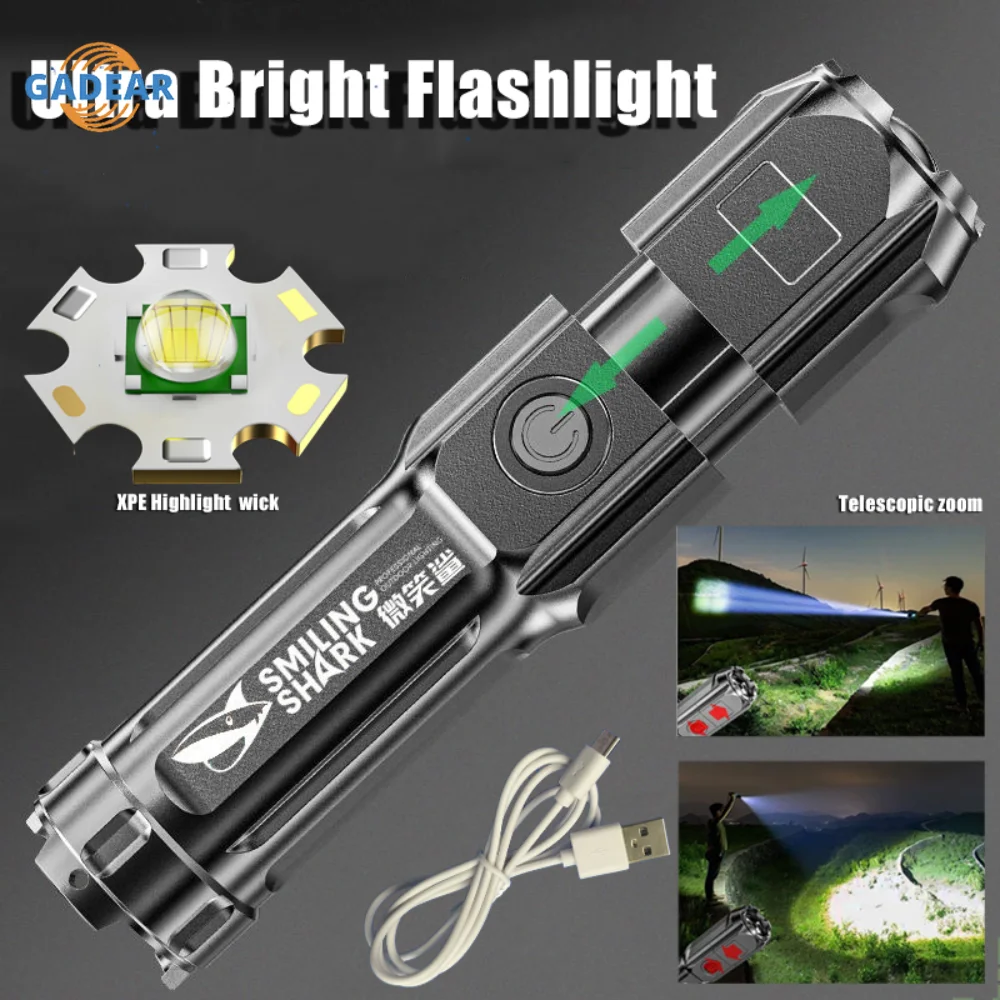 LED Flashlight USB Rechargeable Strong Light Torch Zoomable Tactical Flashlight Outdoor Camping Bicycle Light Emergency Lamps
LED Flashlight USB Rechargeable Strong Light Torch Zoomable Tactical Flashlight Outdoor Camping Bicycle Light Emergency Lamps