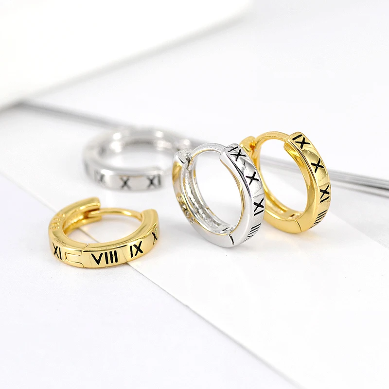 925 Sterling Silver Needle Roman Numeral Scale Round Hoop Earrings For Women Europe and America INS Personality Earrings Jewelry 
925 Sterling Silver Needle Roman Numeral Scale Round Hoop Earrings For Women Europe and America INS Personality Earrings Jewelry