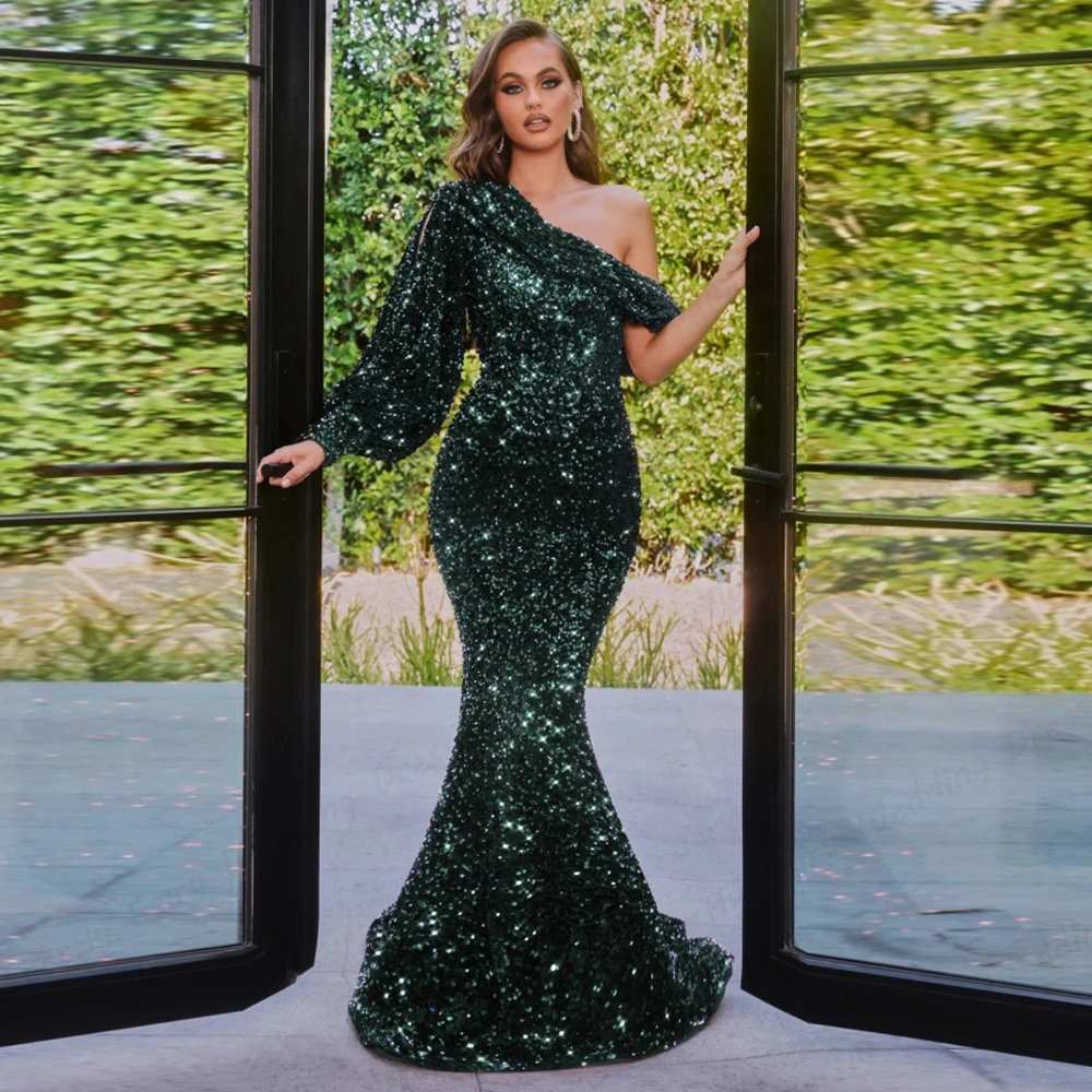 Gorgeous Green Sequin Evening Dresses For Women Elegant One Shoulder Long Sleeve Mermaid Sparkling Prom Gowns 2023 Formal Cockta
Gorgeous Green Sequin Evening Dresses For Women Elegant One Shoulder Long Sleeve Mermaid Sparkling Prom Gowns 2023 Formal Cockta