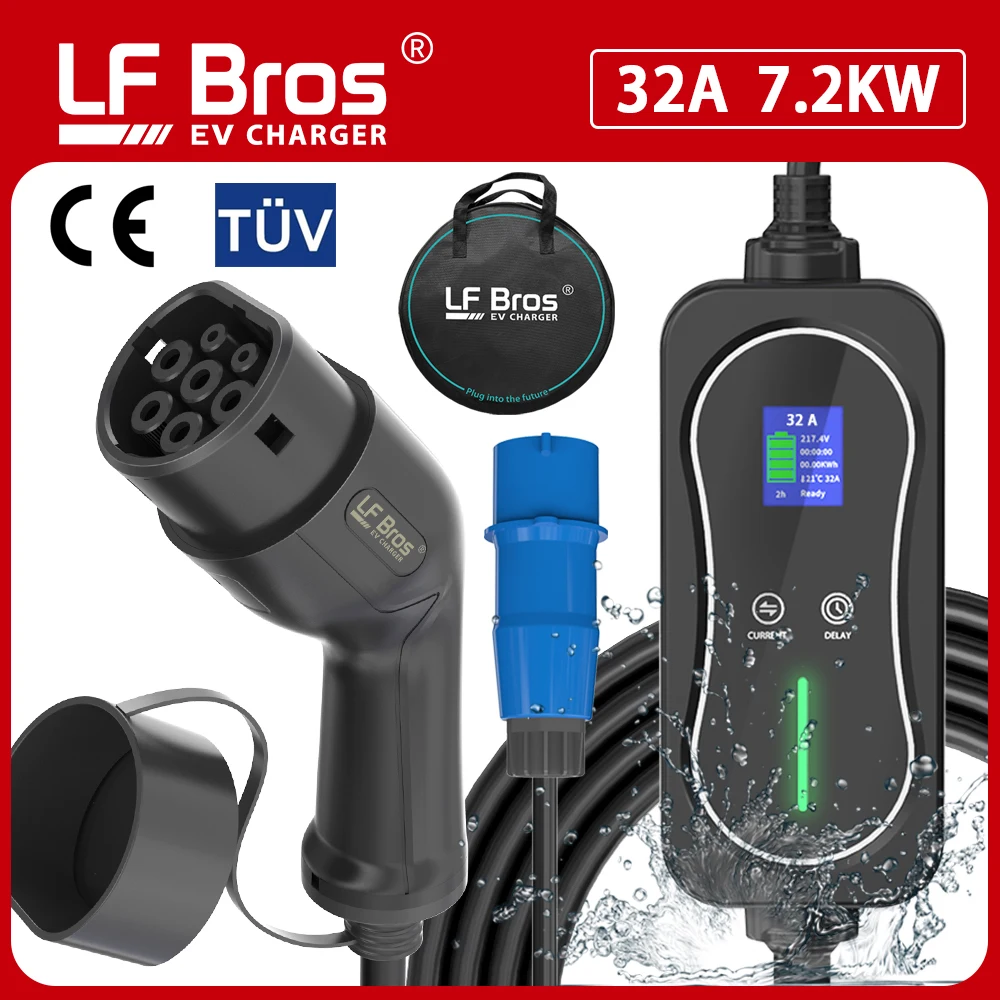 Portable Type 2 EV Charger 32A 7.2KW Electric Vehicle Car Charger Fast EVSE Delayed Charging Box Cable 3Pin CEE Plug IEC 62196-2 
Portable Type 2 EV Charger 32A 7.2KW Electric Vehicle Car Charger Fast EVSE Delayed Charging Box Cable 3Pin CEE Plug IEC 62196-2