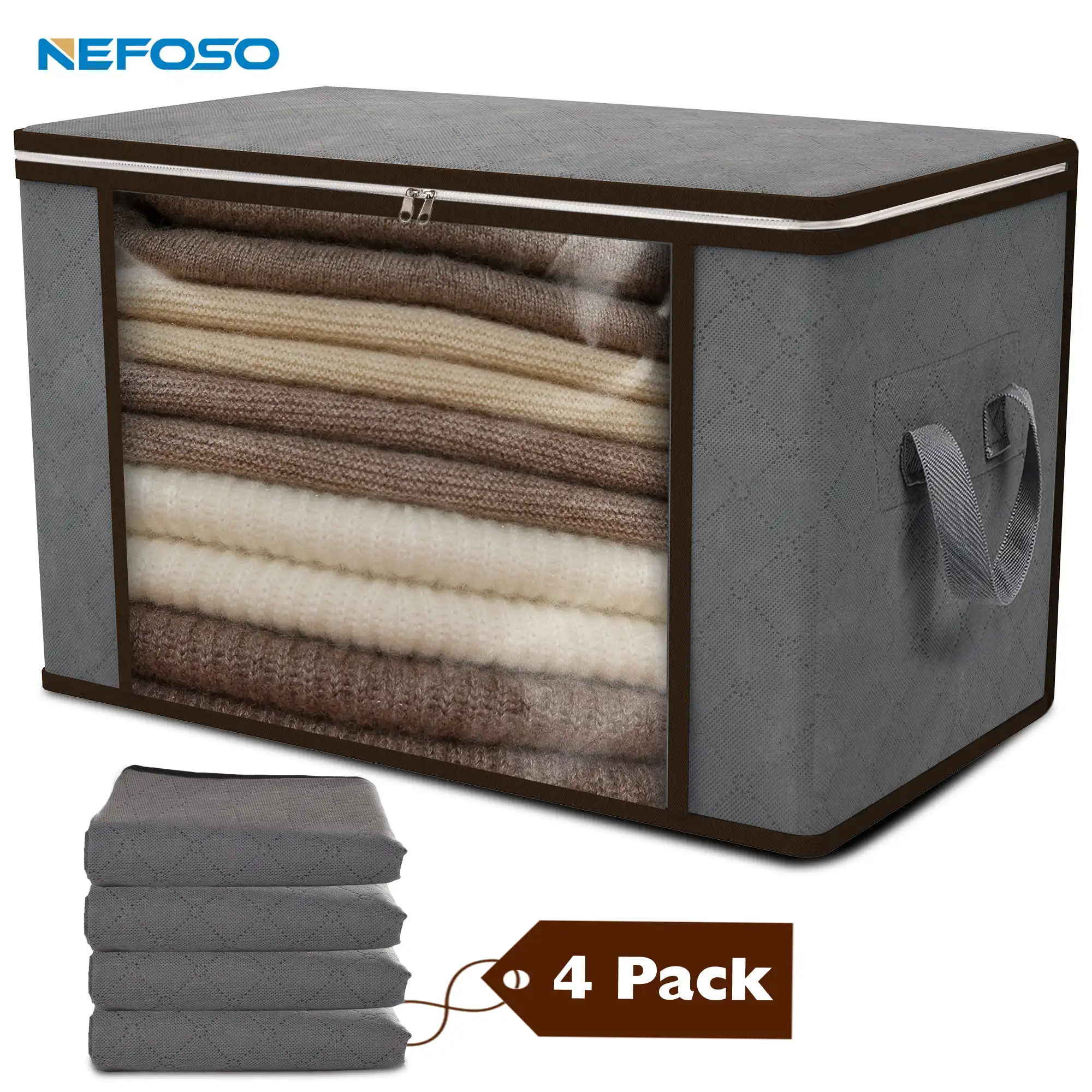 Clothes Storage Bags 4Pcs Closet Storage Organizers 90L Large Capacity Blanket Storage Bags for Clothes with Reinforced Handle
Clothes Storage Bags 4Pcs Closet Storage Organizers 90L Large Capacity Blanket Storage Bags for Clothes with Reinforced Handle
