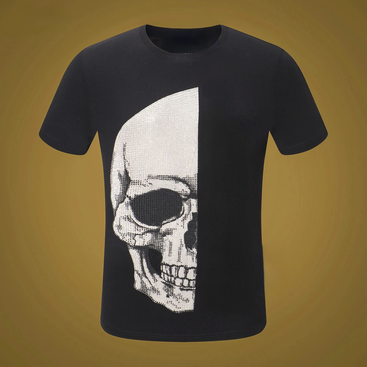 Summer new hot diamond skull short sleeve t-shirt men's casual trend Half T
Summer new hot diamond skull short sleeve t-shirt men's casual trend Half T