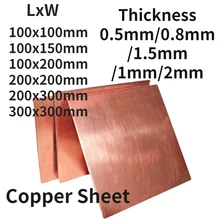 0.5/0.8/1/2/1.5*100*100mm T2 Copper Sheet Thickness Copper Plate Laser Cutting CNC Frame Model Mould DIY Contruction Pad 20x20cm
