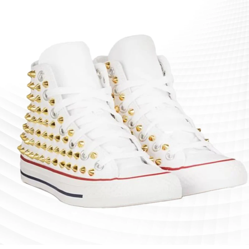 White high-top yellow rivet canvas shoes hip-hop street shooting comfortable walking handmade rivet vulcanized shoes 35-46
White high-top yellow rivet canvas shoes hip-hop street shooting comfortable walking handmade rivet vulcanized shoes 35-46