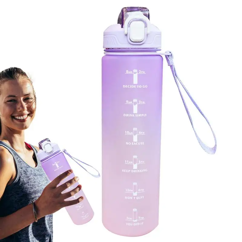 Бутылка для воды портативная, 1 л, с маркером времени и соломинкой 
Бутылка для воды портативная, 1 л, с маркером времени и соломинкой