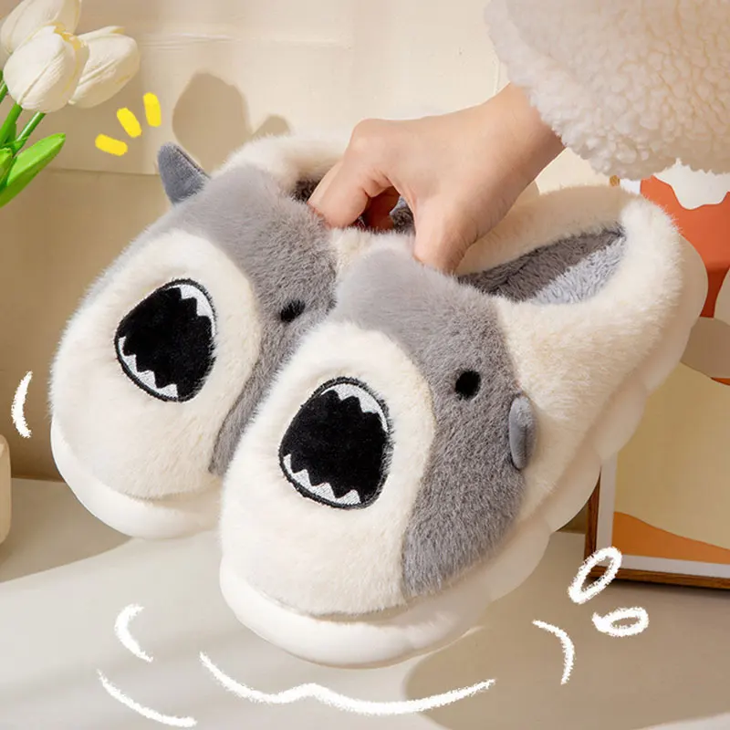 Shevalues Fashion Plush Shark Slippers For Women Winter Fluffy Warm Slippers Indoor Furry Animal Cozy Slippers Couple Slippers
Shevalues Fashion Plush Shark Slippers For Women Winter Fluffy Warm Slippers Indoor Furry Animal Cozy Slippers Couple Slippers