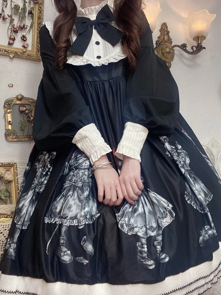 KIMOKOKM Diablo Style Gothic Splicing Kawaii Bow Lace Ruffle Cosplay A-Line Dress Full Sleeve Loose Lolita Puppet Black Dresses
KIMOKOKM Diablo Style Gothic Splicing Kawaii Bow Lace Ruffle Cosplay A-Line Dress Full Sleeve Loose Lolita Puppet Black Dresses
