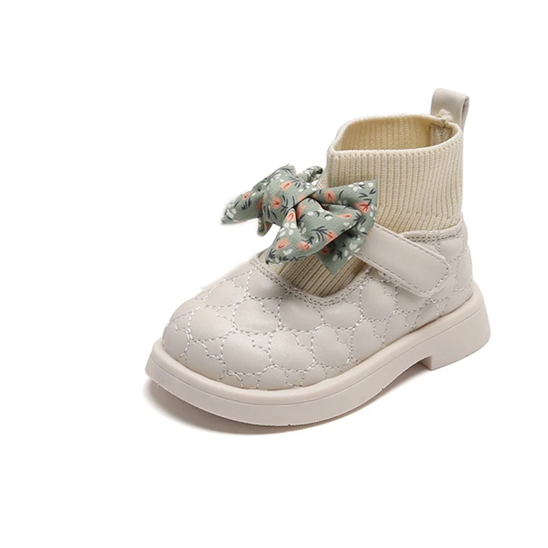 12-15.5cm Brand Baby Girls Sock Boots With Printing Flower Bowtie-knot,Beige Black Solid Little Princess Dress Ankle Boots Shoes
12-15.5cm Brand Baby Girls Sock Boots With Printing Flower Bowtie-knot,Beige Black Solid Little Princess Dress Ankle Boots Shoes