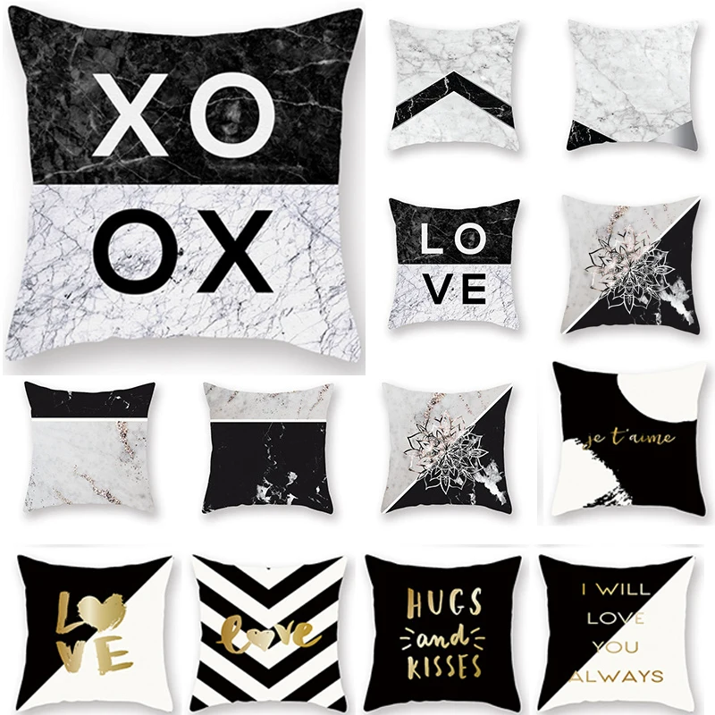 Modern Marble Black Print Pattern Decorative Home Pillowcase Square Office Decor Cushion Cover 
Modern Marble Black Print Pattern Decorative Home Pillowcase Square Office Decor Cushion Cover