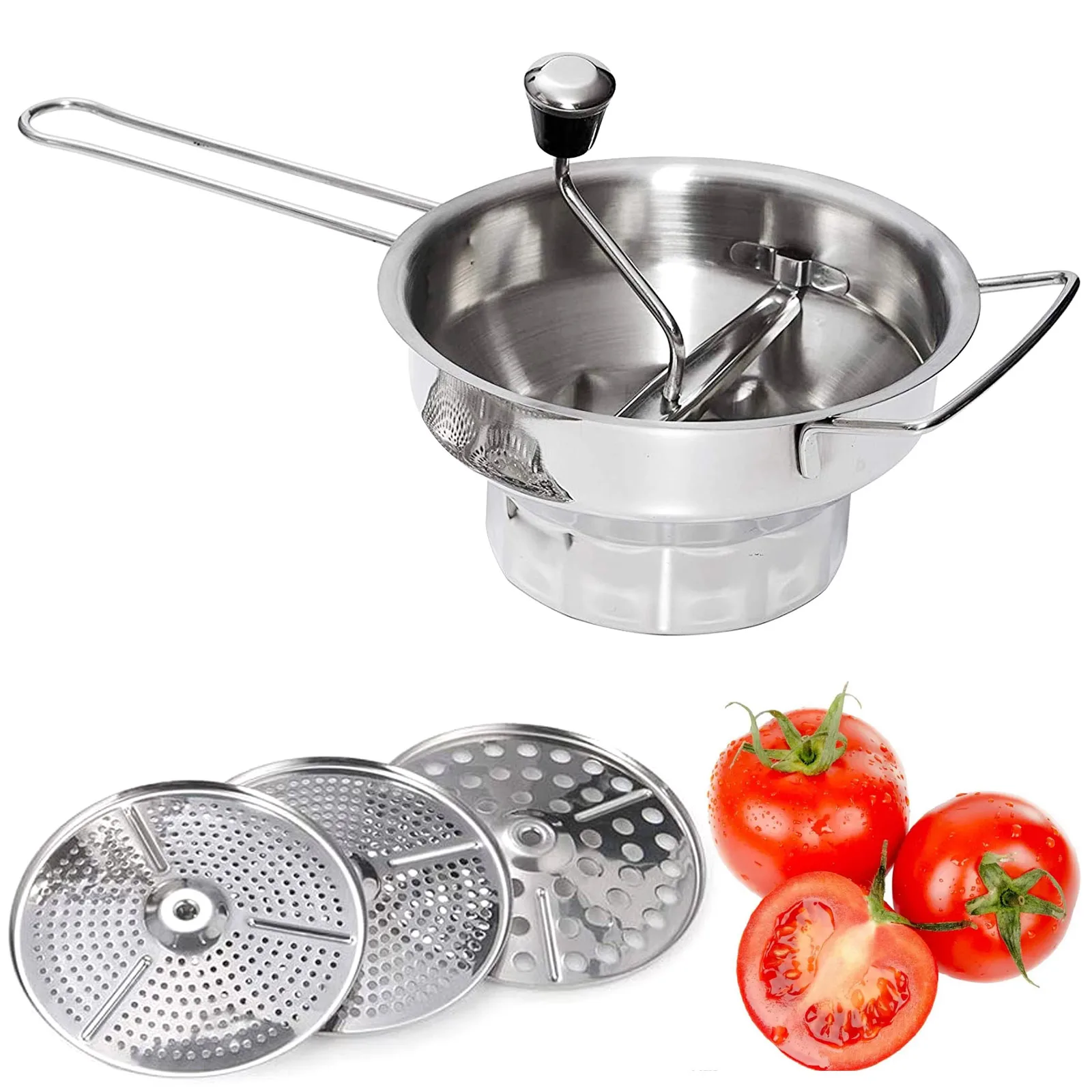 3 Perforated Discs Stainless Steel Professional Shredding Mud Fruit Vegetable Sieve Grater Baby Cooking Mill Food Blender 
3 Perforated Discs Stainless Steel Professional Shredding Mud Fruit Vegetable Sieve Grater Baby Cooking Mill Food Blender
