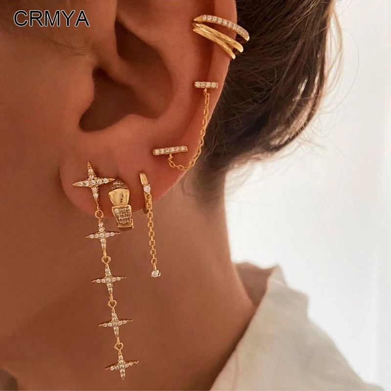 CRMYA Gold Plated Clip Stud Dangle Earrings For Women Zircon Piercing Initial Chain Earring Accessories 2023 Jewelry Wholesale
CRMYA Gold Plated Clip Stud Dangle Earrings For Women Zircon Piercing Initial Chain Earring Accessories 2023 Jewelry Wholesale