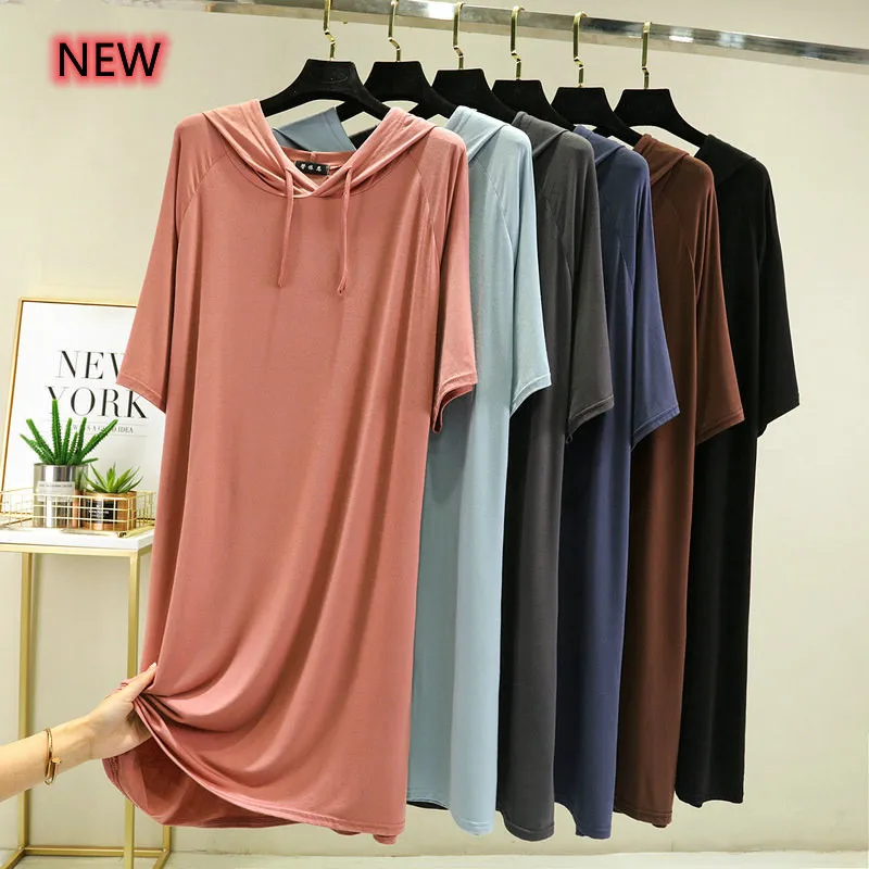 Summer Casual/Sexy Nightgown For Women Elastic Hooded Nightdress Women's Modal V-Neck Short Sleeve Nightwear Fashion Big Size
Summer Casual/Sexy Nightgown For Women Elastic Hooded Nightdress Women's Modal V-Neck Short Sleeve Nightwear Fashion Big Size