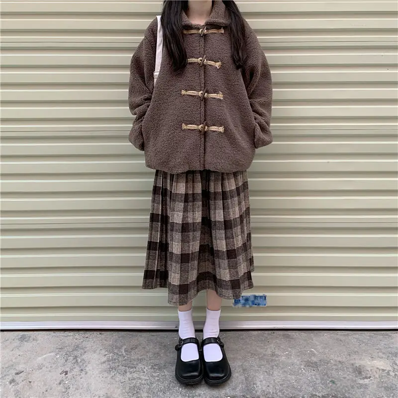 Kawaii Winter Vintage Pleated Plaid Skirt Midi Women Japanese Kawaii High Waisted A-line Wool Brown Long Skirts School Girls
Kawaii Winter Vintage Pleated Plaid Skirt Midi Women Japanese Kawaii High Waisted A-line Wool Brown Long Skirts School Girls