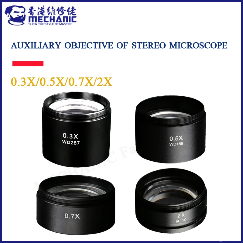 

MECHANIC 0.3X/0.5X/0.7X/2X auxiliary objective of stereo microscope Eyepiece for Increase Working Distance of Stereo Microscopes