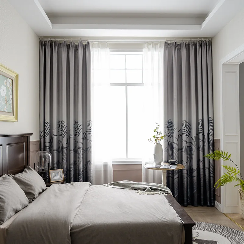 Nordic simple plant leaf printing shading curtain living room bedroom study dining room curtain 
Nordic simple plant leaf printing shading curtain living room bedroom study dining room curtain