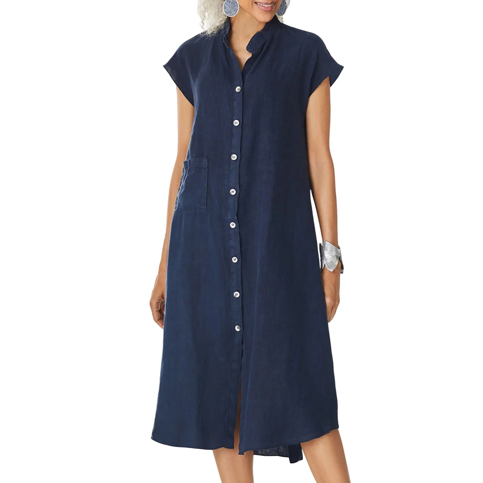 Womens Button Down Loose Dress Fly Sleeves Solid Color Casual Shirt Dresses for Women and Teen Girls
Womens Button Down Loose Dress Fly Sleeves Solid Color Casual Shirt Dresses for Women and Teen Girls